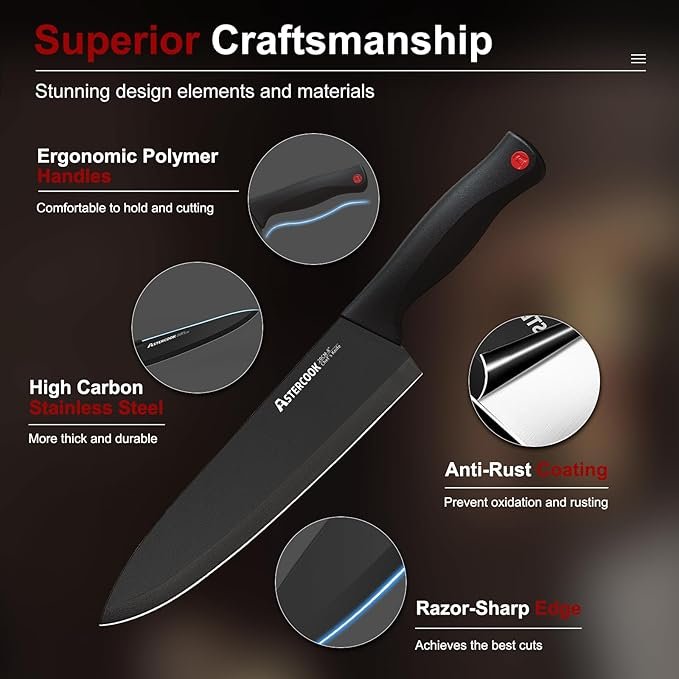 Astercook Knife Set for Kitchen with Block (Copy) - Image 3