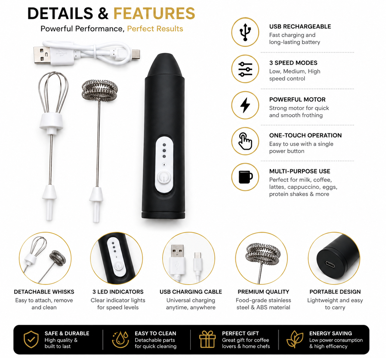 Rechargeable Milk Frother
